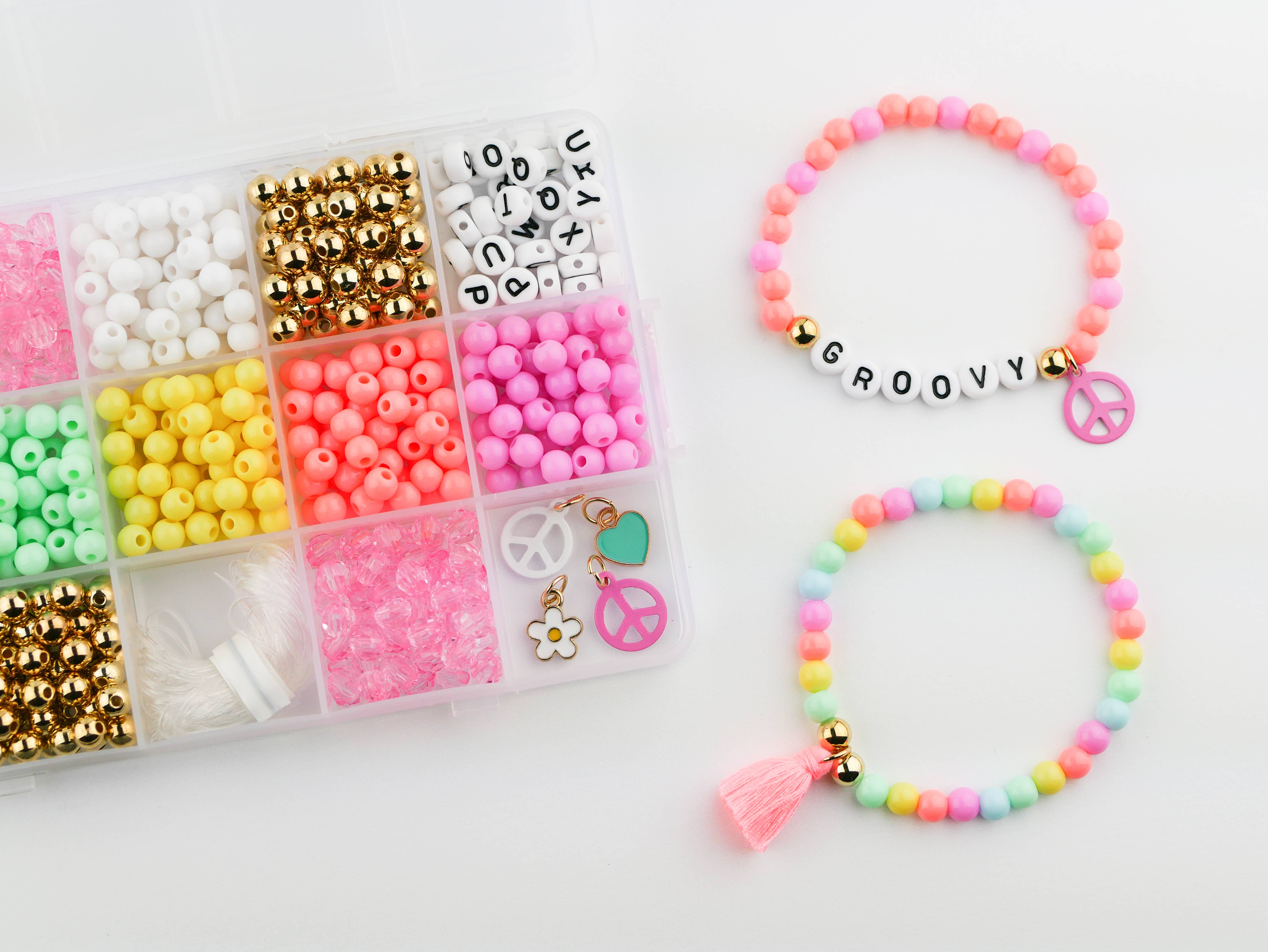 Stacked Sweetly - Wholesale DIY Jewelry - Kids - Groovy Goals DIY Stretchy Bracelet Craft Kit