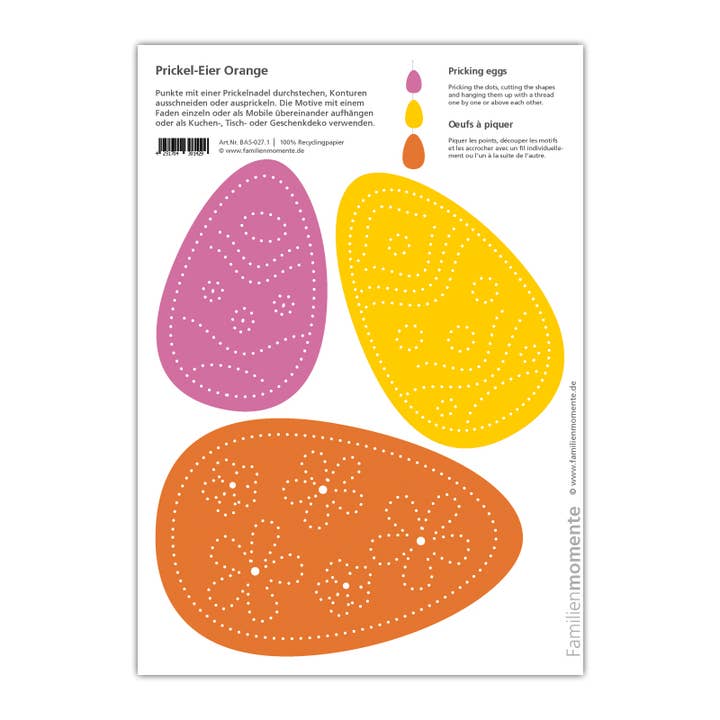 Pysselark Prickel-ägg Orange, lösa, från 10 stycken för wholesale av Familienmomente