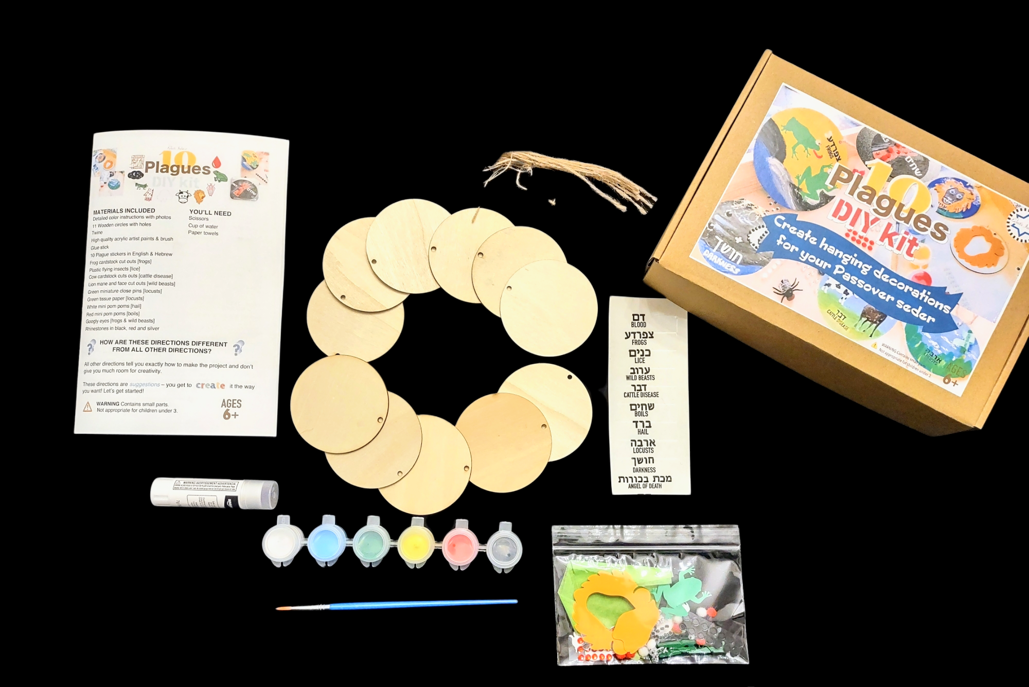 Eclectic Judaica – Kit de artesanato DIY - Criança por atacado – Kit Artesanal Passover 10 Pragas3