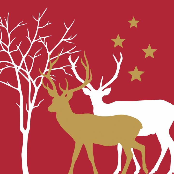BEV- WINTER DEER, RED for wholesale by Paperproducts Design • Ambiente
