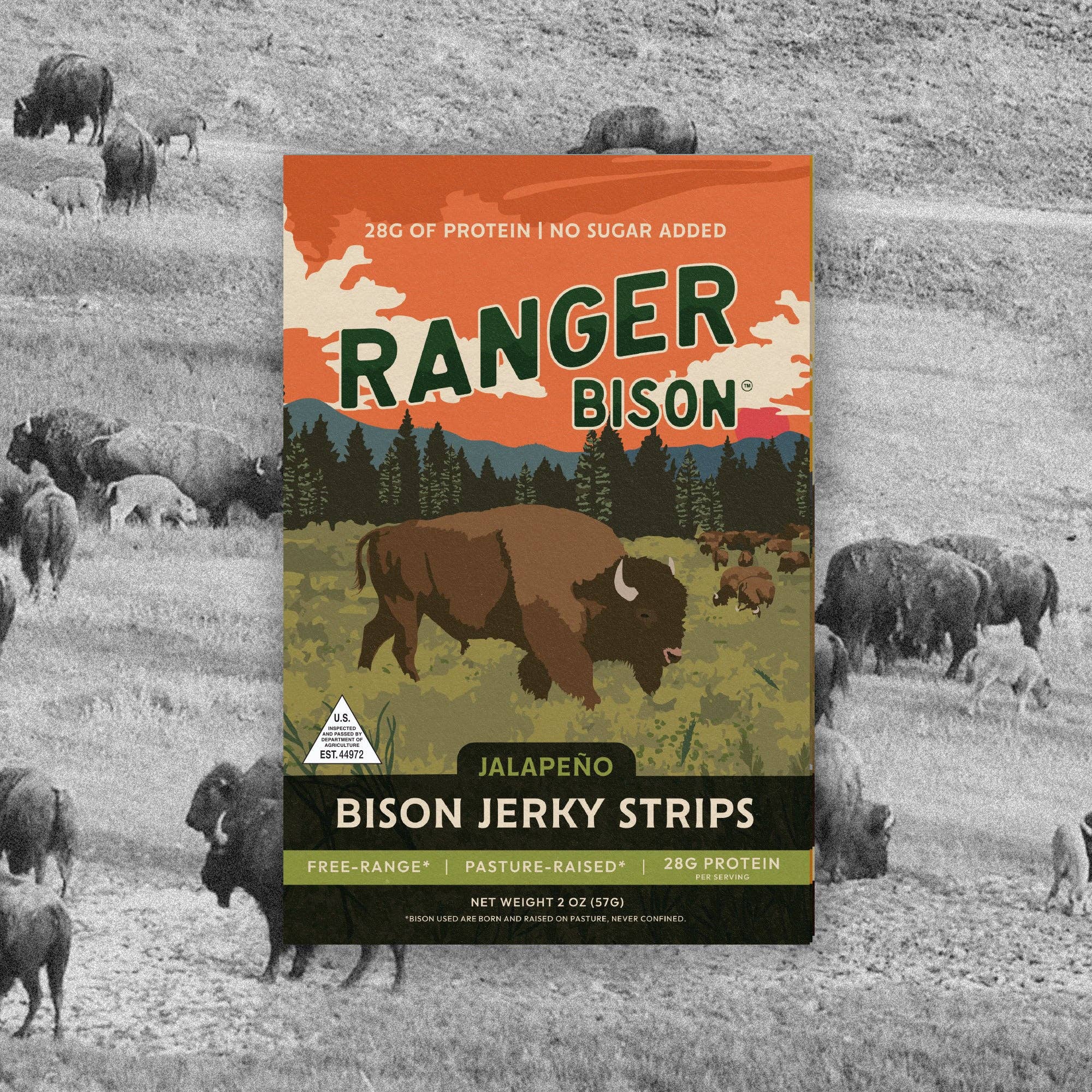 Ranger Bison - Wholesale Jerky - Jalapeño Bison Jerky Strips (2 oz)2