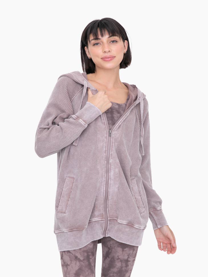Wholesale Oversized Mineral-Washed Zip-Up Hooded Jacket for your store -  Faire