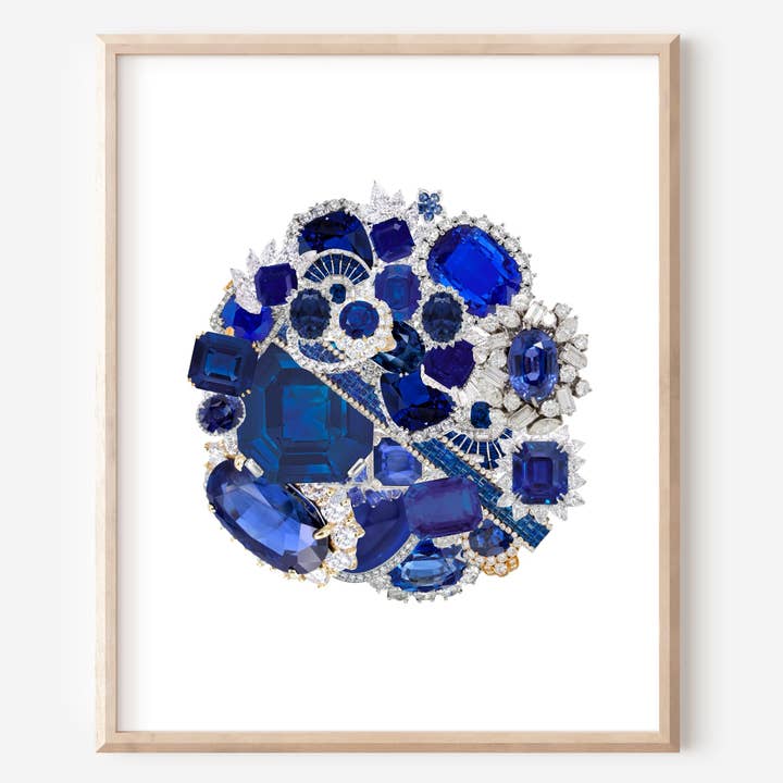 Impression artistique de pierre de naissance — Septembre — Saphir pour la vente par HoldThatPunch