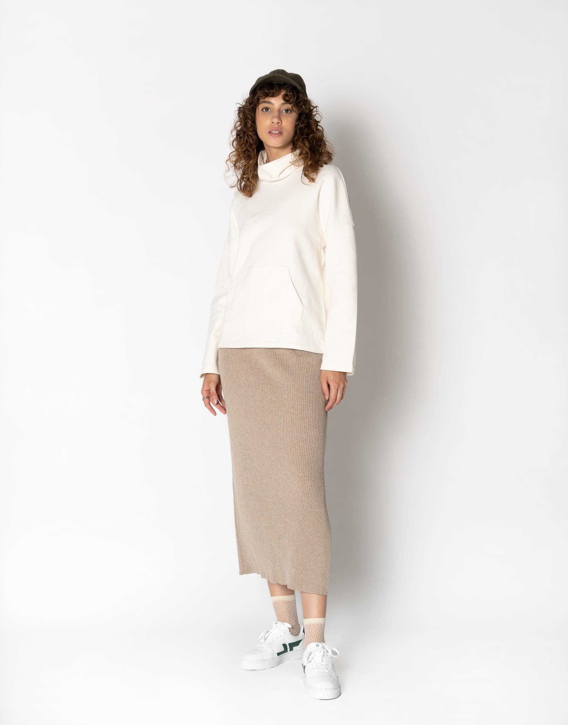 Blanco Sudadera con cuello embudo y hombros caídos de venta al por mayor en Faire1