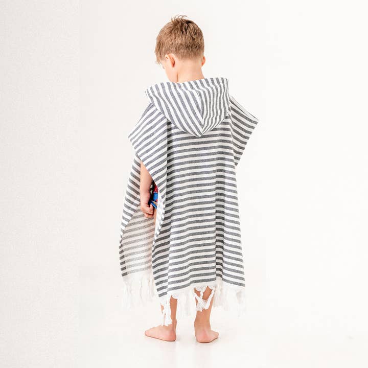 Zwart Capuchonponcho Surf Veranderende Zwemstrandhanddoek Met Badstofvoering voor groothandel op Faire5