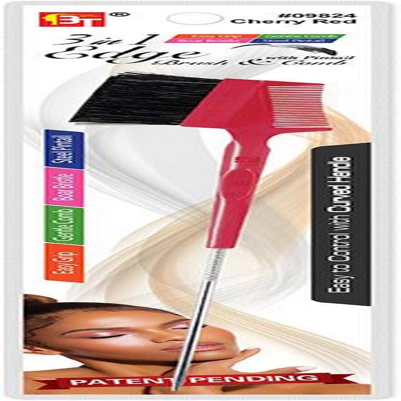 KT Supply - Wholesale Hair Brush/Comb - 3 In 1 Edge Brush & Comb, Pintail Handle Cherry Red0