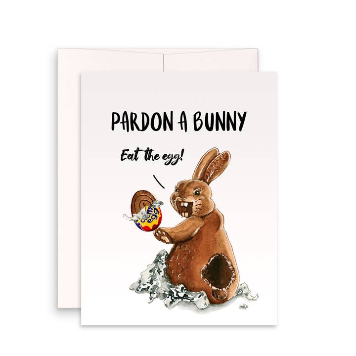 Bitten Chocolate Bunny - Funny Easter Card for wholesale by Liyana Studio