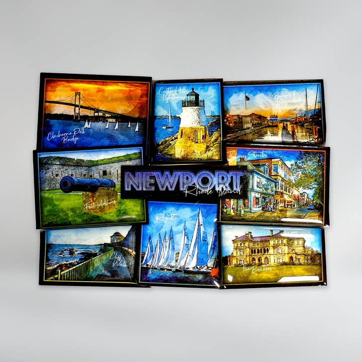 Newport, RI Sketchcard Collage Souvenir Magnet for wholesale by Commonwealth Souvenirs