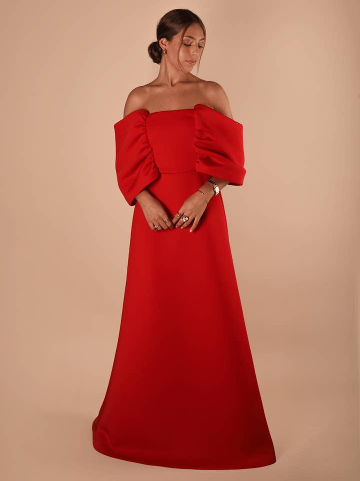 Halv sløjfe kjole for engroshandel hos Ashley Stambouli