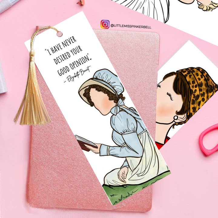 Elizabeth Bennet Waterproof Bookmark, Pride and Prejudice for wholesale by Little Miss PinkerBell