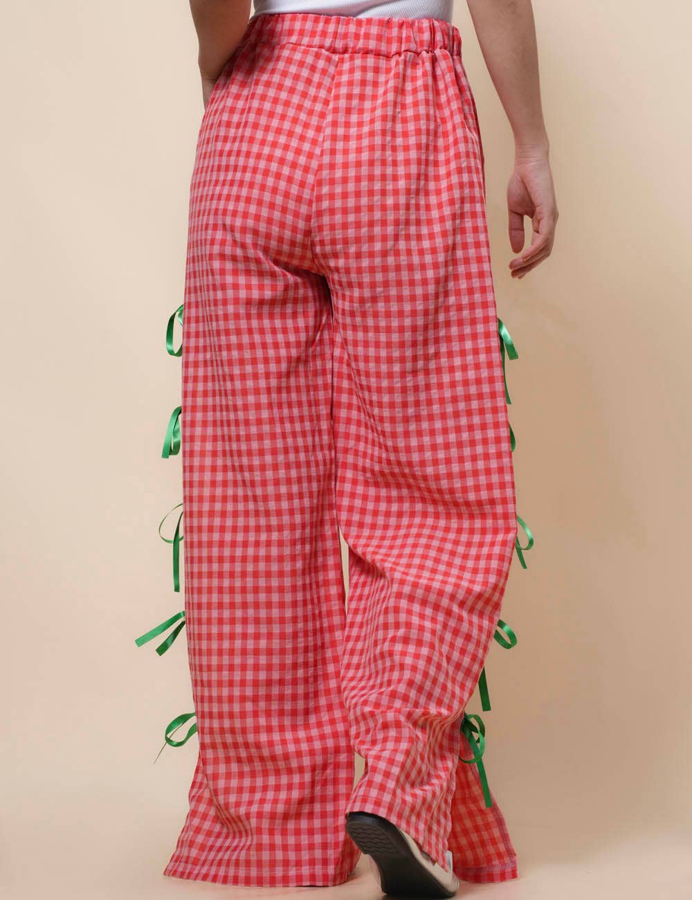 Sweetkama – Großhandel Hose – Damen – Damen Karierte Hose mit Seitenschlitz und Schleife SKP4109414