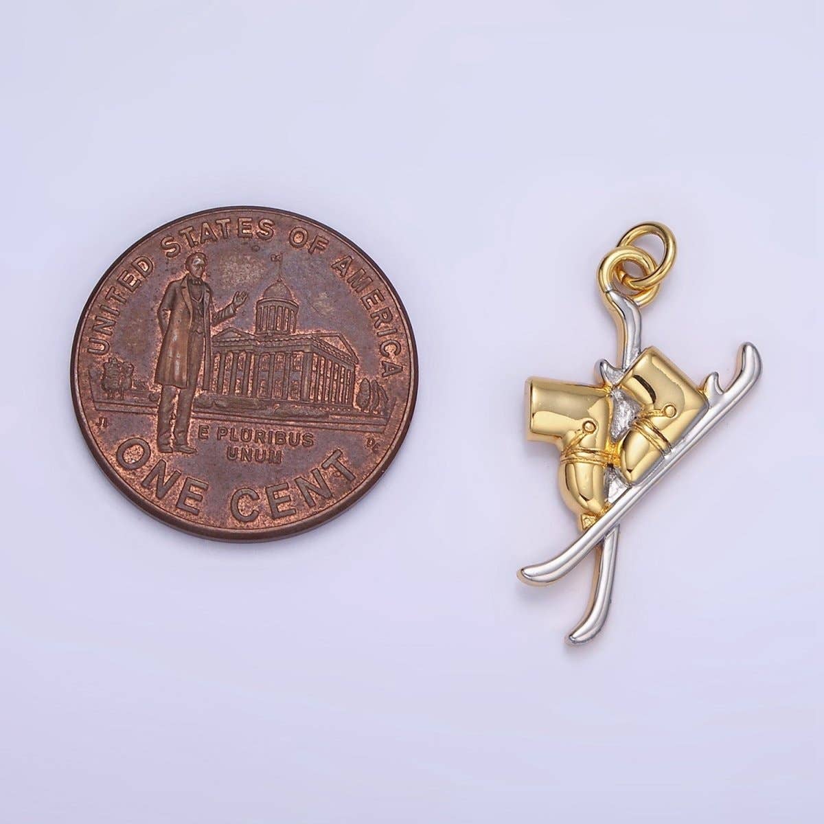 Aim Eternal - Wholesale Individual Charm/Pendant - 14K Gold Filled Snow Ski Boots Mixed Metal Charm | AG6272