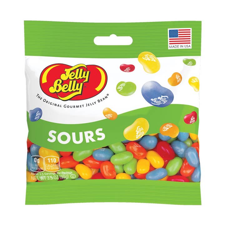Grandpa Joe's Candy Shop - Wholesale Gummy - Jelly Belly Sours Jelly Beans Peg Bags, 12ct0
