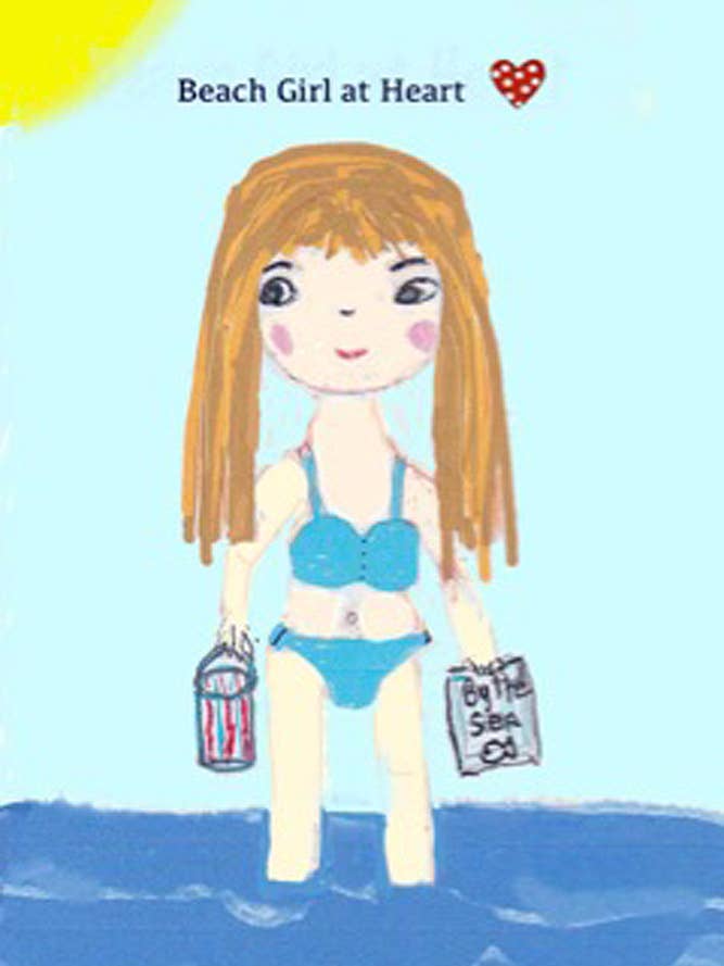 Fille de plage à cœur pour la vente par Just Write Arts