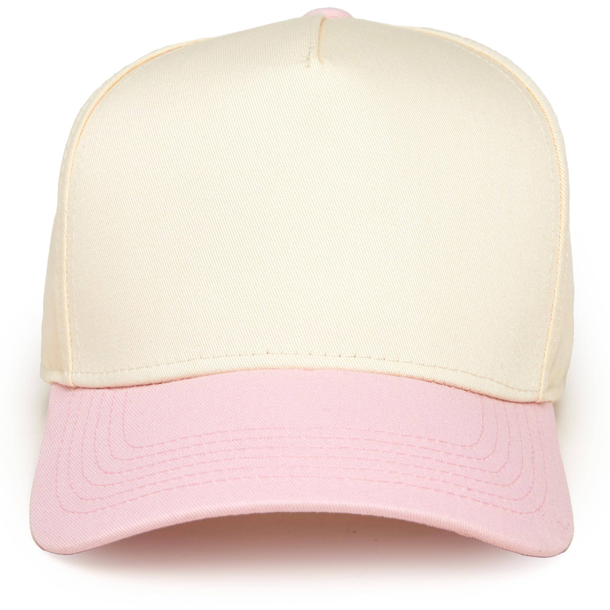 Funky Junque - Wholesale Baseball Cap - Unisex - Two Tone Vintage Snapback Hat - Light Pink/Beige1