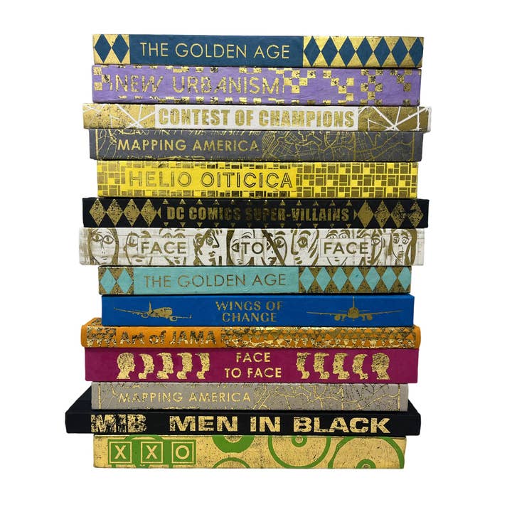 Gold Lettered Coffee Table Book Series on Yellow for wholesale by E. Lawrence, Ltd.