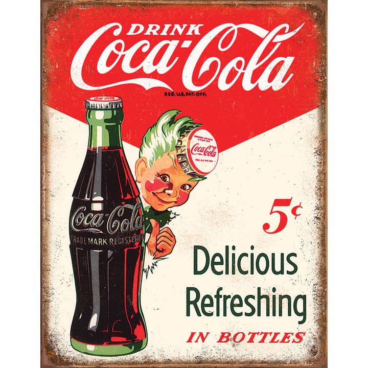 Desperate Enterprises - Wholesale Sign - COKE - Sprite Boy 5 Cents Tin Sign