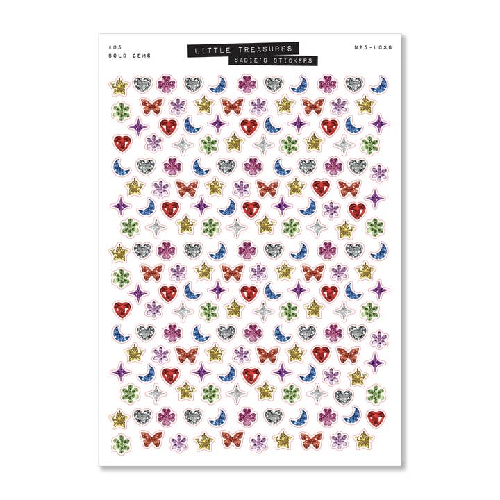 Bold Gems • Little Treasures Sticker Sheet for wholesale by Sadie's Stickers