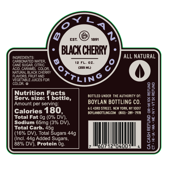 Boylan Bottling Company - Wholesale Soda/Carbonated Drink - Black Cherry - 24 Pack 1