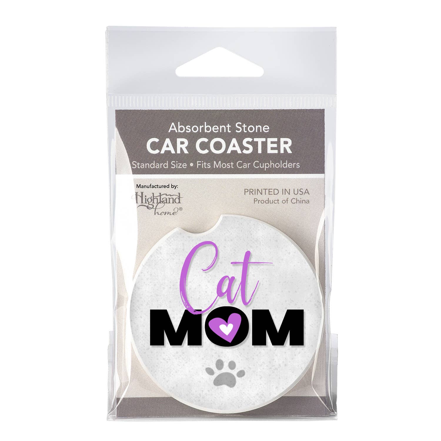 CounterArt/Highland Home/Thirstystone - Wholesale Car Coaster - Women's - Cat Mom Absorbent Stone Car Coaster 1 Pk7
