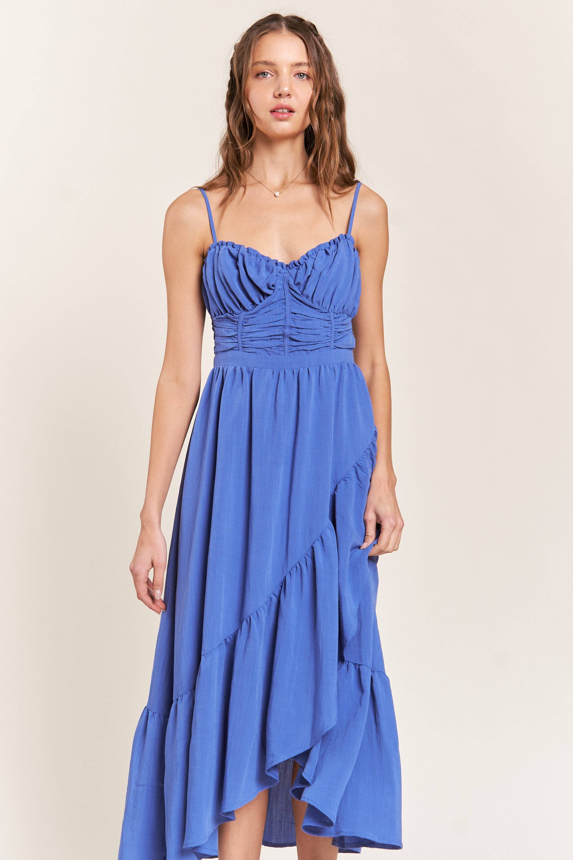 In The Beginning - Vente Robe – femme - Robe longue bleue à découpes latérales détaillées8