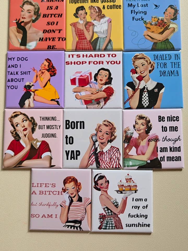 Íman com Citação Engraçada de Mulheres Retro por atacado de GleamPix