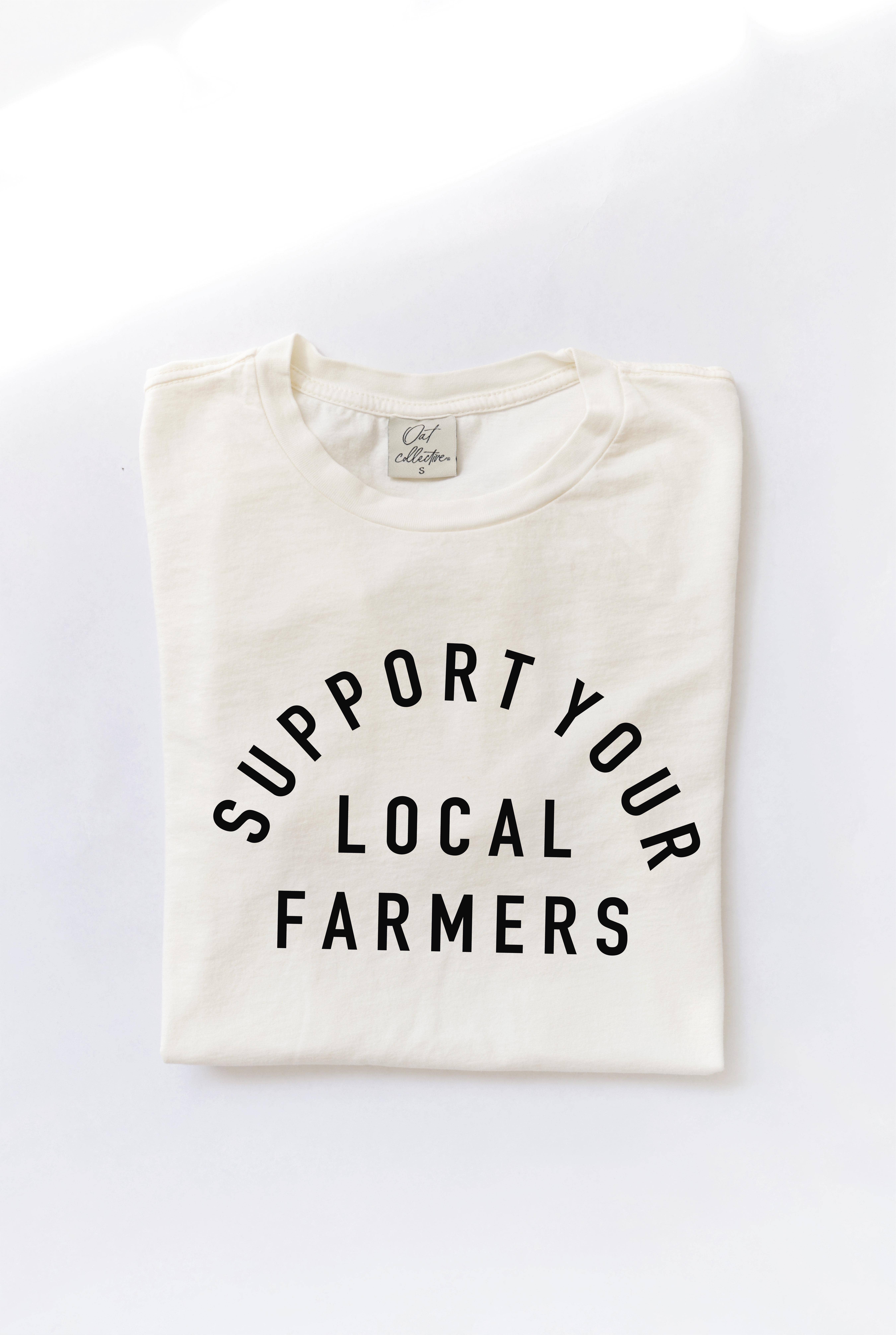 OAT COLLECTIVE - Wholesale Screen Printed T-Shirt - Women's - SUPPORT YOUR LOCAL FARMERS Mineral Washed Graphic Top4