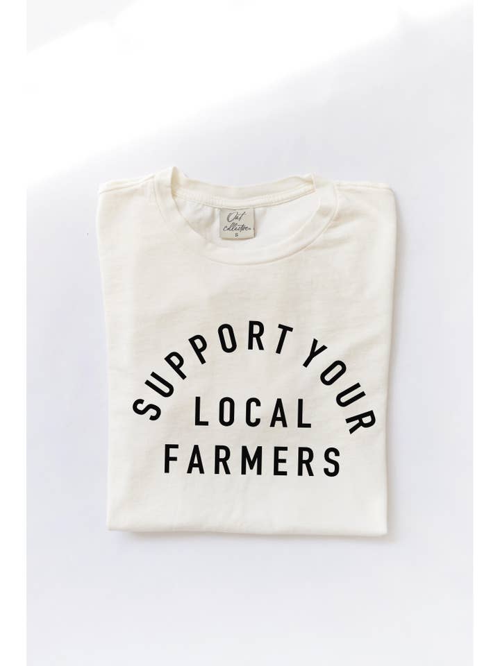 OAT COLLECTIVE - Wholesale Screen Printed T-Shirt - Women's - SUPPORT YOUR LOCAL FARMERS Mineral Washed Graphic Top4