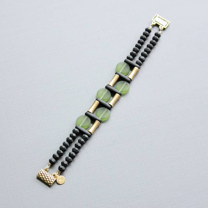 David Aubrey Jewelry - Wholesale Link & Chain Bracelet - JLTB03 black and olivine bracelet3