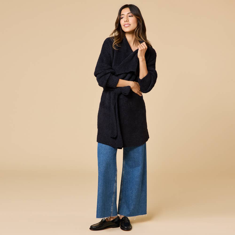 Softies - Wholesale Cardigan - Women's - Ultra-Marshmallow Wrap Cardigan with Exaggerated Collar0