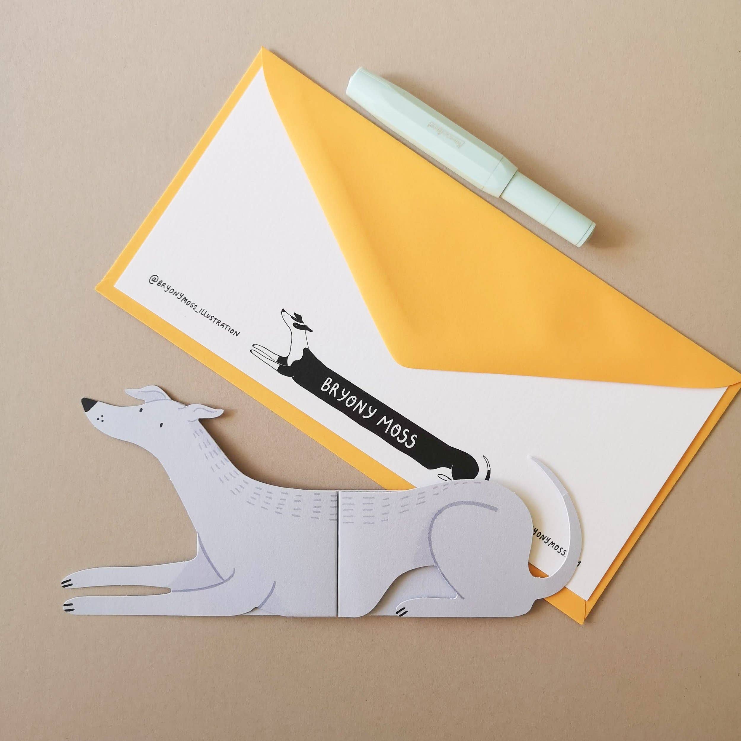 Bryony Moss Illustration - Wholesale Everyday Greeting Card - Finn, Long Doggo Shaped Extendable Card2