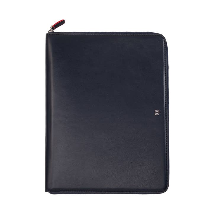 Dudu Leather A4 Zipped Document Folder Bag Navy for wholesale by dudu