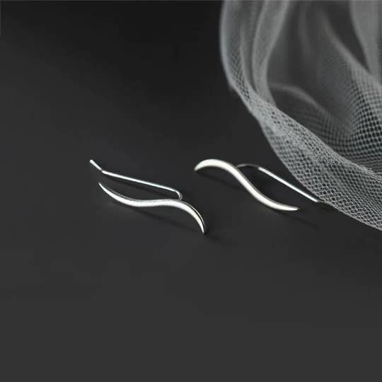 happyzzzsu - Wholesale Ear Jackets/Climbers - 925 Sterling Silver Wave Climber Ear Crawler Earrings4