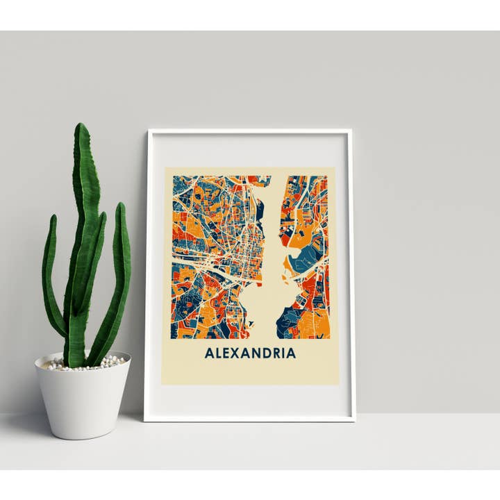 Impresión de mapa prusiano de Alejandría, 28 x 35,5 cm, estilo croma para venta al por mayor de ILIKEMAPS