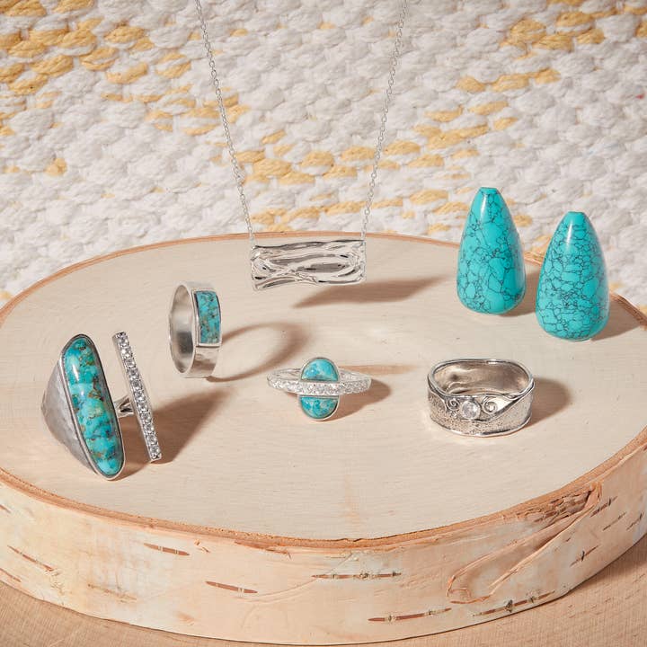 Silpada - Wholesale Cocktail/Statement Ring - Silpada 'Throne' Silver Compressed Turquoise and CZ Ring