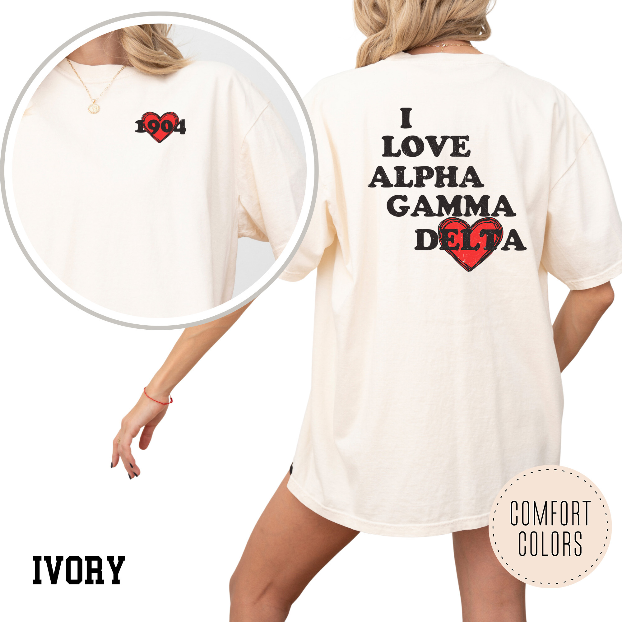 Kite and Crest - Wholesale Screen Printed T-Shirt - Women's - I Love Comfort Colors Sorority T-shirt3