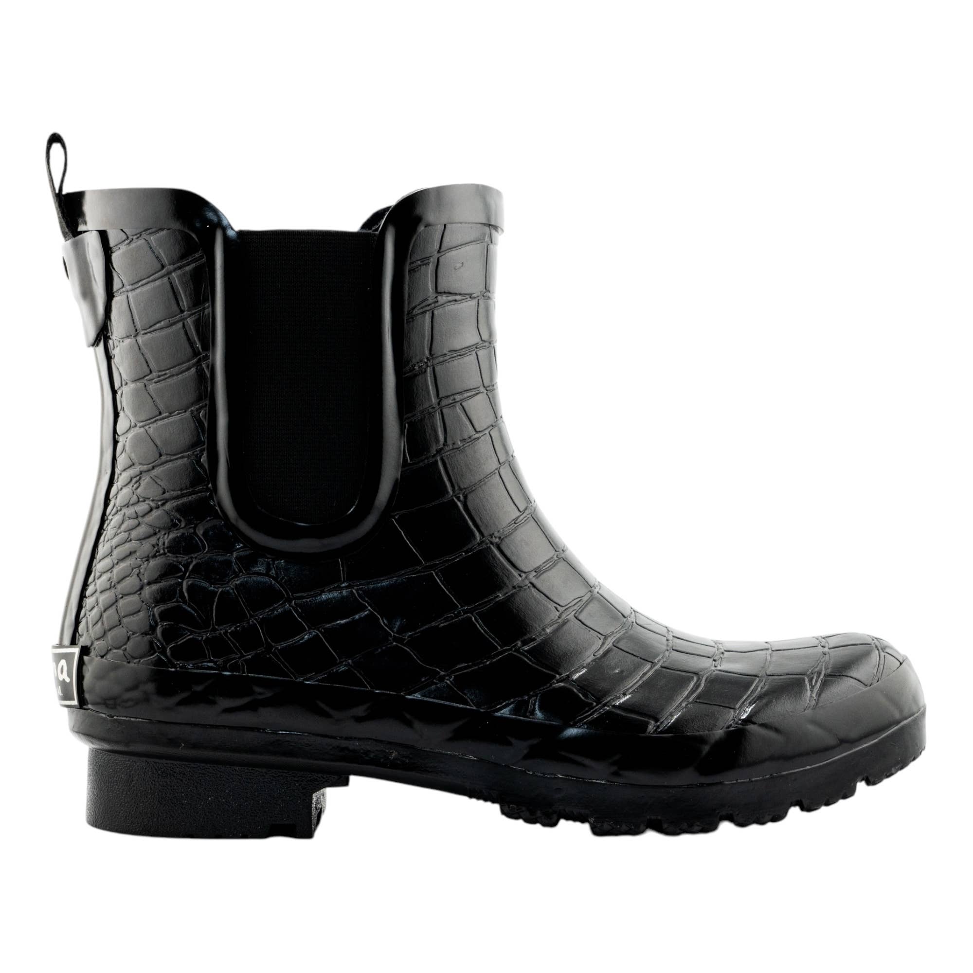 ROMA BOOTS - Wholesale Rain Boots - Women's - CHELSEA BLACK CROC EMBOSS WOMEN'S ANKLE RAIN BOOTS2