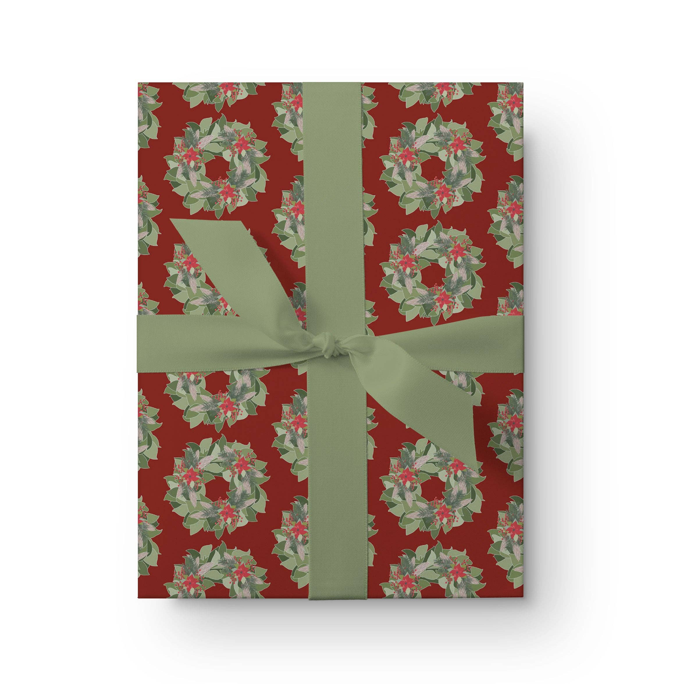 Kartoti Designs - Wholesale Wrapping Paper Roll - Magnolia Wreath Christmas Wrapping Paper