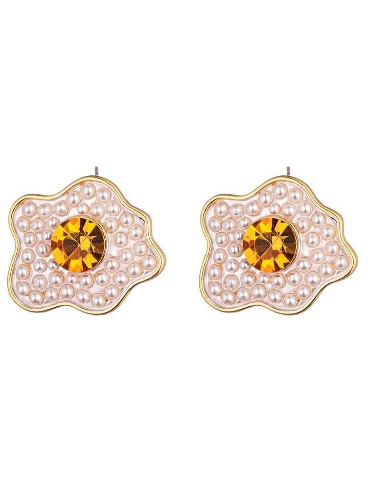Sunny Side 18K Gold Plated Stud Earrings for wholesale by Eye Candy Los Angeles