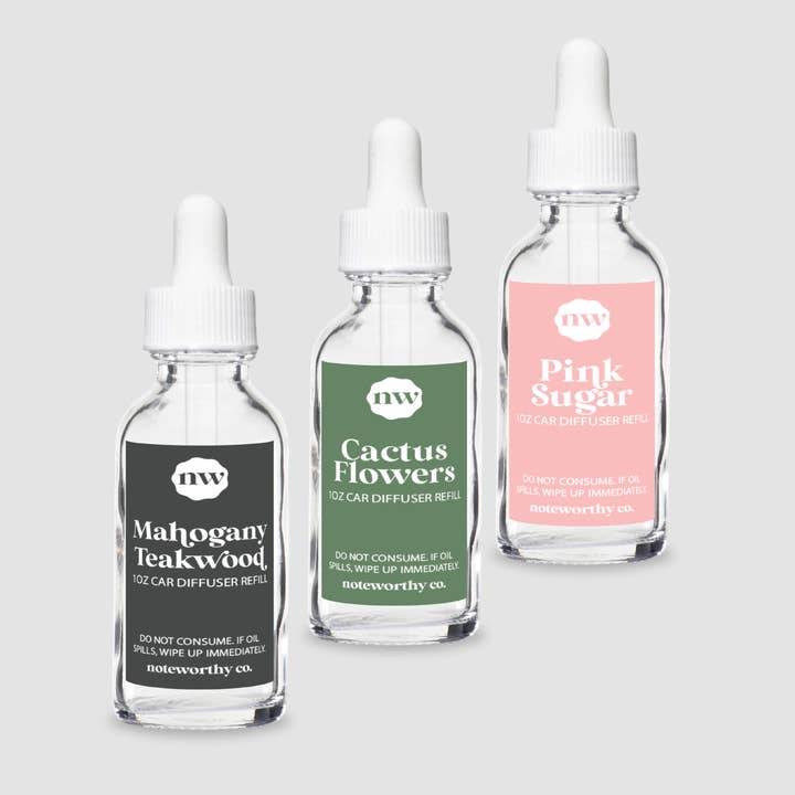 Recharge d'huile pour diffuseurs de voiture | 25 parfums pour la vente par Noteworthy Co