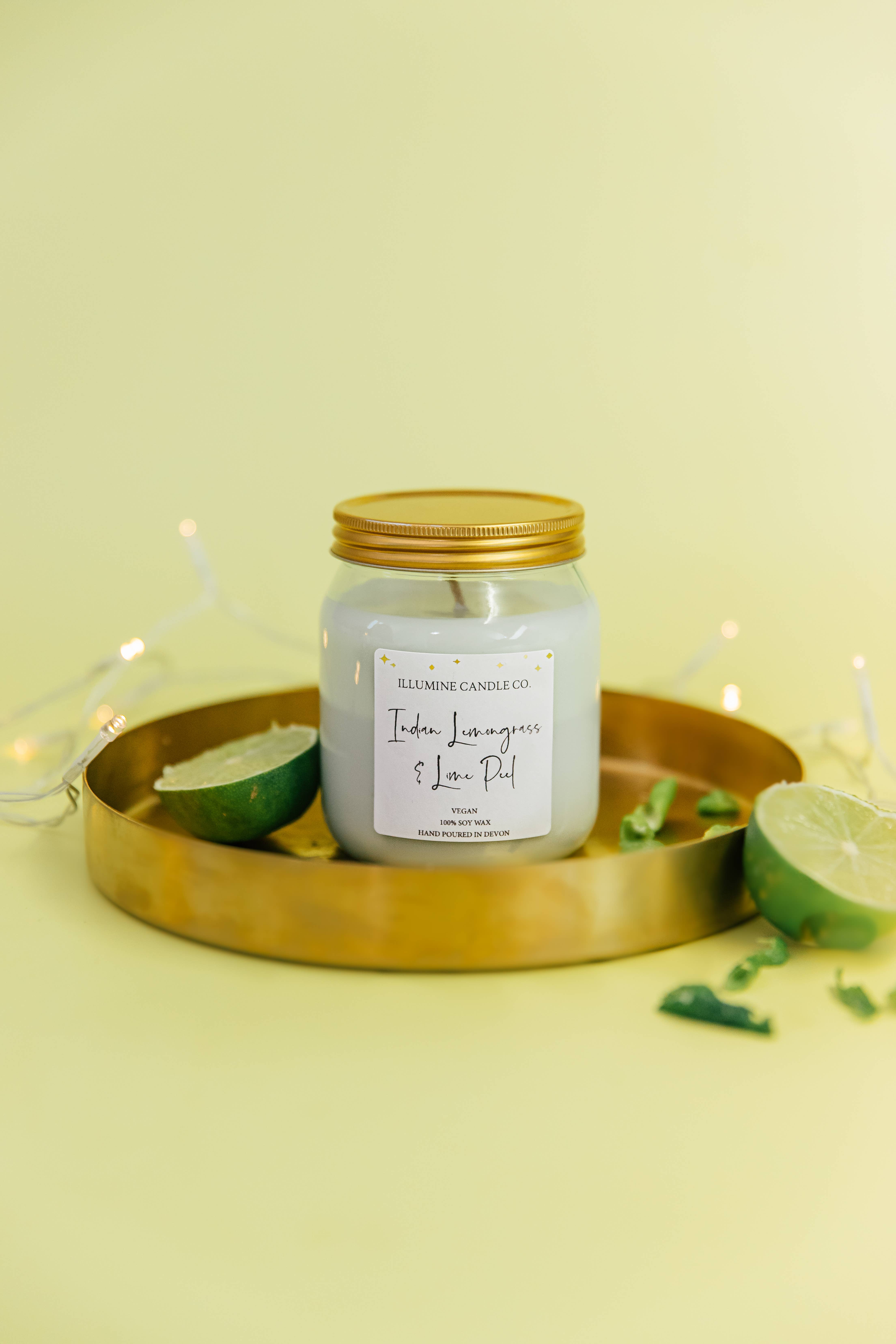 Ilumine Candle Co. – wholesale Jar/filled candle – Indian Lemongrass & Lime Peel Soy Wax Candle