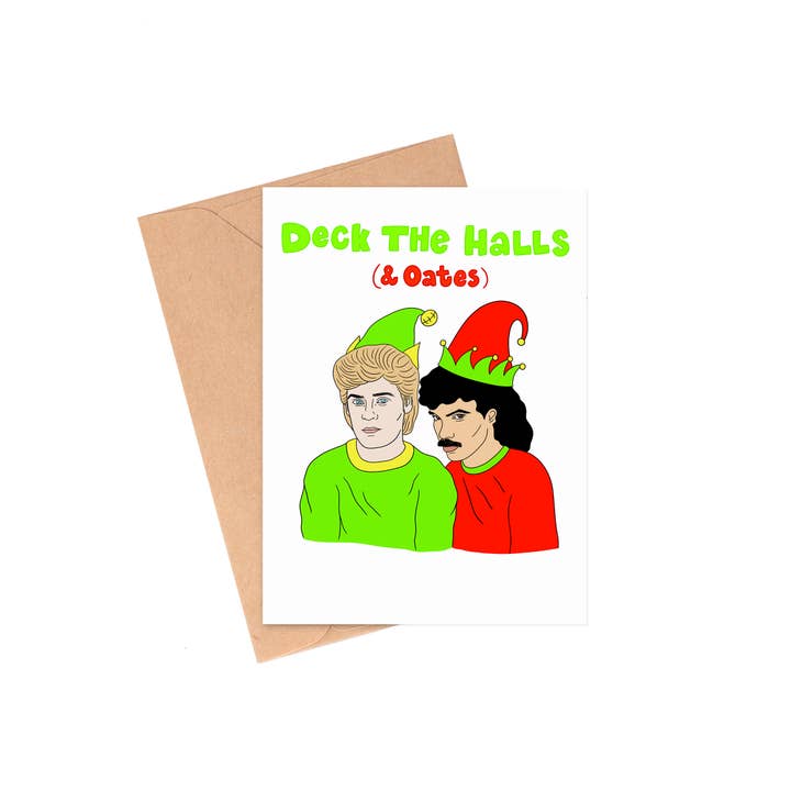 Siyo Boutique - Wholesale Christmas Card - Deck the Hall and Oates - 70s Music Themed Christmas Card