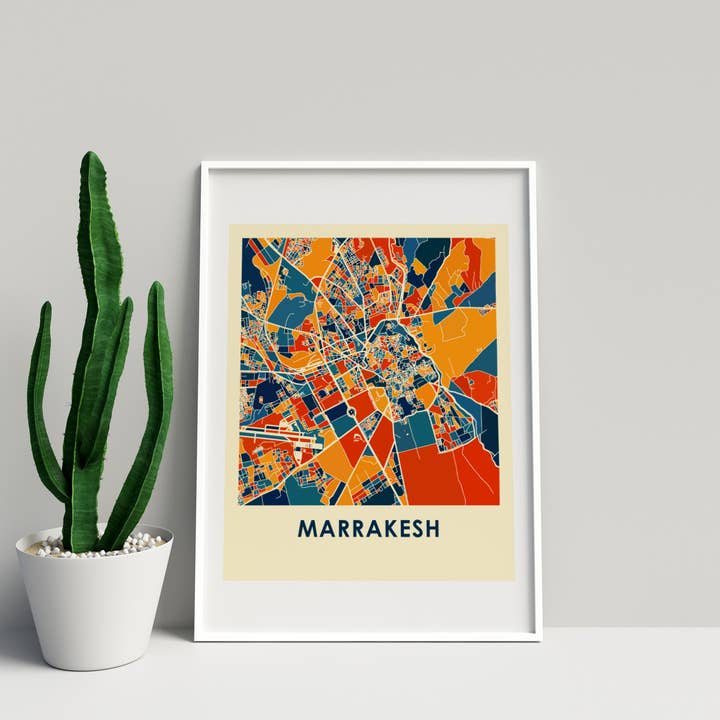 11" x 14" Prussian Marrakesh Map Print - Chroma Style for wholesale by ILIKEMAPS