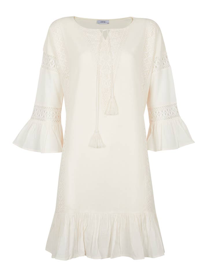 Secret Language – Engroshandel Kjole - Dame – Paradiso Mini Kjole/Bomuldskjole, Blonde Kjole, Creme