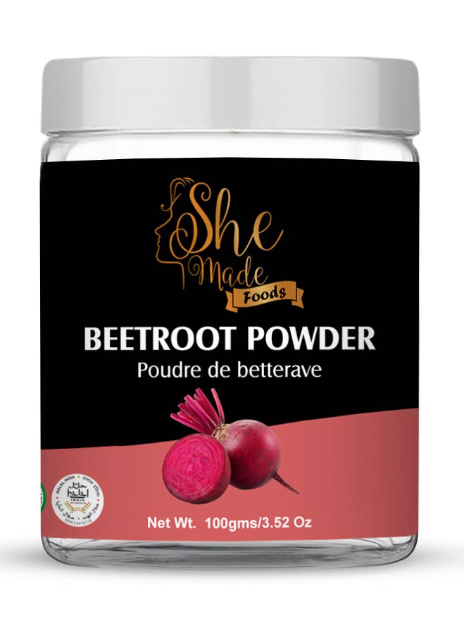 She Made Foods Beet Root Powder, Canadian Owned,100g jar for wholesale by She Made