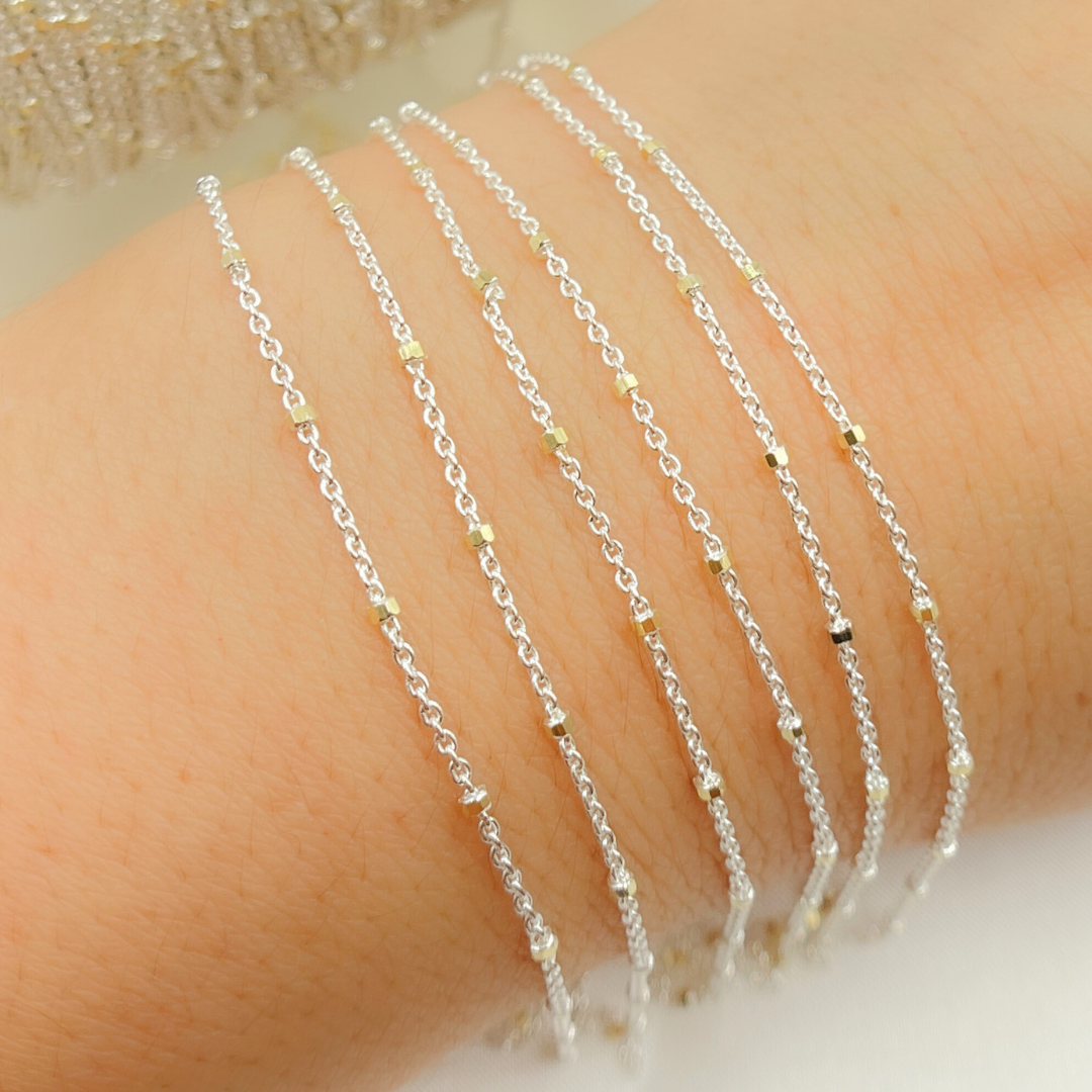 Jewels & Chains - Wholesale Link & Chain Necklace - Z36GS2. 925 Sterling Silver Satellite Gold Plated Cube Chain1