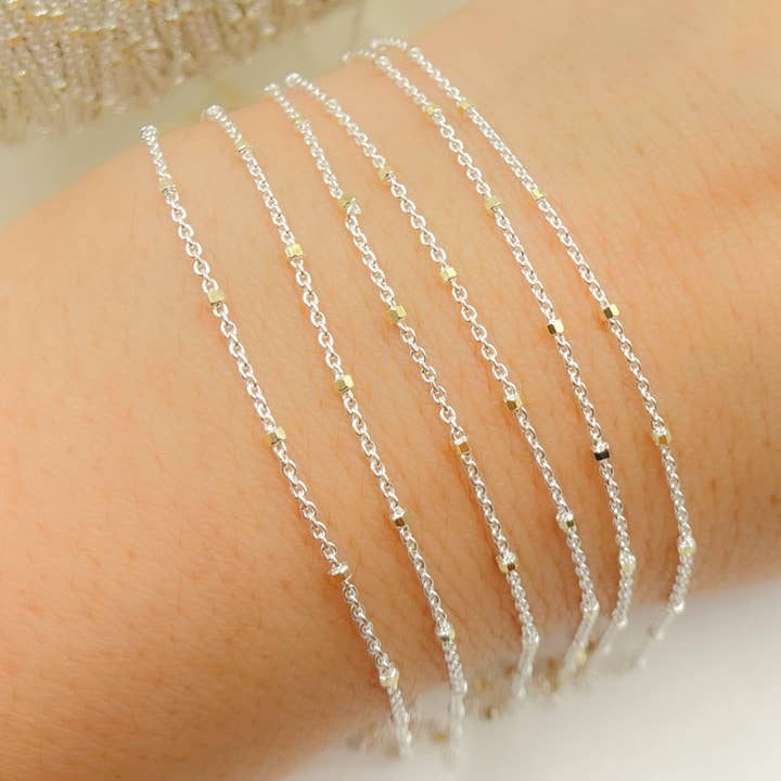 Jewels & Chains - Wholesale Link & Chain Necklace - Z36GS2. 925 Sterling Silver Satellite Gold Plated Cube Chain1