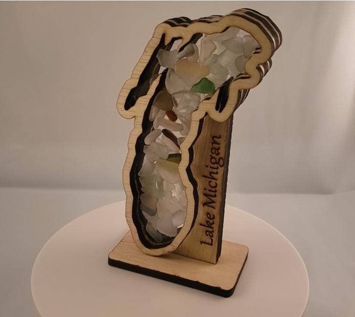 Sea Glass Displays – Engroshandel Pyntekasse – Shadowbox-display med søglas fra Lake Michigan i 4 varianter4