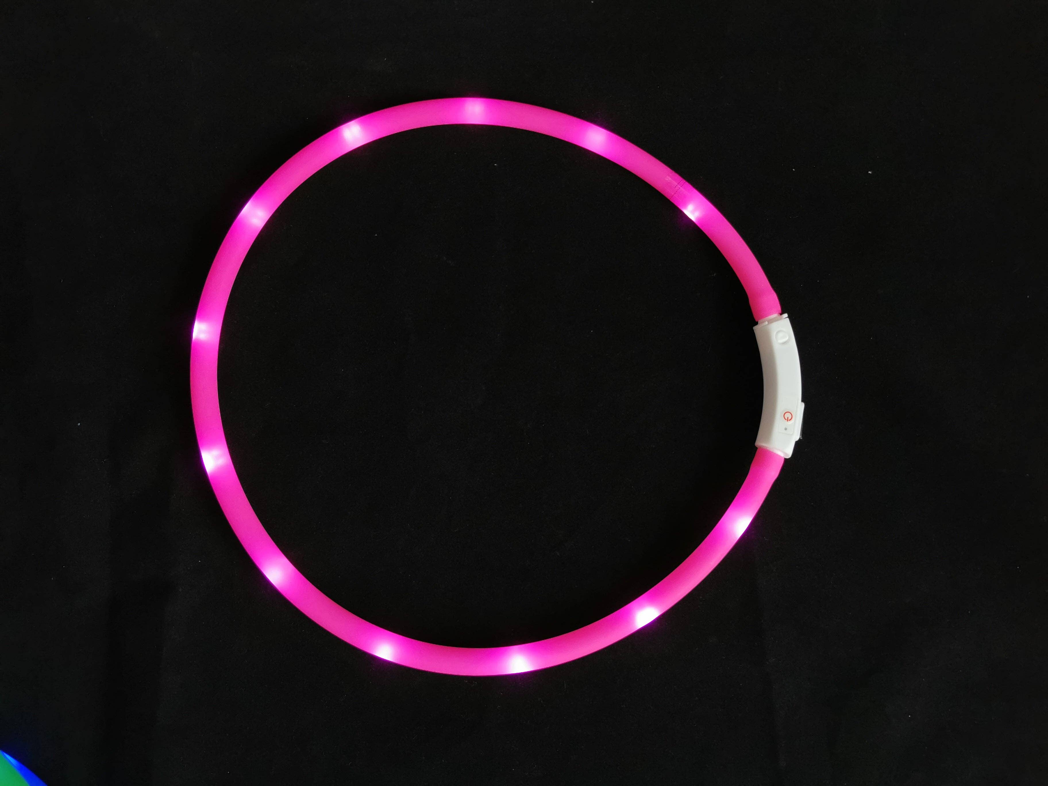 Savoy Active - Wholesale Pet Collar - Dog - Silicone Cuttable LED Illuminated Dog Collar - USB Rechargeable - Pink3