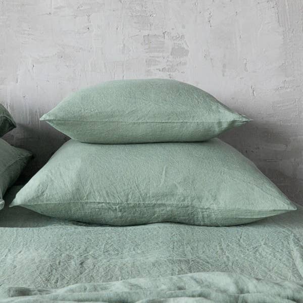 LinenMe – wholesale Örngott – Linne Örngott Spa Grön Sten Tvättad1